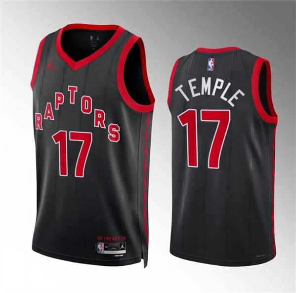 Men's Toronto Raptors #17 Garrett Temple Black Statement Edition Stitched Basketball Jersey Dzhi